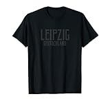 Leipzig Deutschland Vintage Text Scharz Mit Schwarz Druck T-S