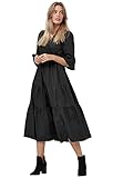 re.draft Damen Kleid in Wickeloptik mit Volant - Maxi-Kleid in Schwarz in Größe 34