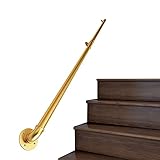 Guomipai Treppe Bannister Handläufe 1 Fuß ~ 20ft Handlauf for Innenstreppen, goldene Metallgeländer rutschfeste industrielle verzinkte Stahlrohrwand-Handschiene, (Size : 350cm/11.4ft)