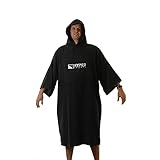 Hyped Sports Adult Mens Womens Towelling Changing Robe Beach Swim Poncho Black
