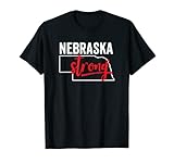 Nebraska Starke Amerika Weinlese Weißer Umriss Rot T-S