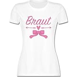 JGA Junggesellenabschied Frauen - Braut Schleife - M - Weiß - Tshirt Braut schwarz - L191 - Tailliertes Tshirt für Damen und Frauen T-S