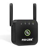 DAWINSIE WR25 WLAN Repeater WLAN Verstärker WLAN Extender 300 Mbit/s 2,4GHz WiFi Booster mit Repeater/AP Modus/LAN Port/WPS / 2 External Antennas, Kompatibel zu Allen WLAN Geräten, Schw