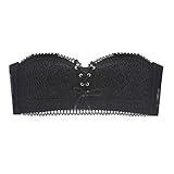 Uekinishi Bandeau-Mode-Blumen-Spitze-BH-Röhren-Top Destillige Trägerlose Bandeau-BH Für Frauen-Mädchen,Schwarz,32/70C