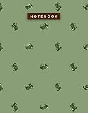 Notebook Sap Green Color Small Cute Lovely Cat Face Zigzac Diagonal Patterns Cover Lined Journal: Work List, Hour, To Do List, 21.59 x 27.94 cm, 110 Pages, 8.5 x 11 inch, Daily, Pretty, A4, Planning