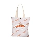 JJH Food-thematische Canvas-Tasche - Lachs Sushi, Damen lustige Einkaufshandtasche, große Kapazität Umhängetasche Mädchen Sommermode (Color : Multi-Colored, Größe : 35x40cm)