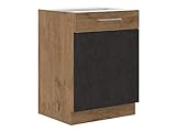 Mirjan24 Küchenschränke Woodline Unterschrank Hängeschrank Spülenunterschrank Herdumbauschrank Eckunterschrank Geschirrspülerblende Küchenzeile (Eiche Lancelot/Matera, Unterschrank 60 D 1F BB)