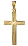 trendor Kreuz-Anhänger Gold 585 (14 Karat) 24 mm Damen und Herren Goldanhänger, modischer Kreuzanhänger, Geschenkidee, eleganter Schmuck aus Echtgold 75281