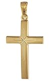 trendor Kreuz-Anhänger Gold 585 (14 Karat) 24 mm Damen und Herren Goldanhänger, modischer Kreuzanhänger, Geschenkidee, eleganter Schmuck aus Echtgold 75281
