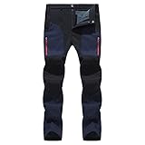 SoonerQuicker Skihose Herren Softshell Wanderhose Herren mit Seitentaschen Schwarz Schneehose Herren Gefüttert Softshellhose Herren Wasserdicht Atmungsak