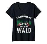 Damen Aus Dem Weg Ich Muss in den Wald Forstwirt Holz Kettensäge T-Shirt mit V