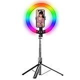 SUNYOY Selfie Stick Stativ mit Licht, 74 Inch Ausziehbarer Bluetooth Selfie Stick mit kabelloser Fernbedienung & 360° Drehung für iPhone, Android, Gopro, Huawei,