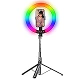 SUNYOY Selfie Stick Stativ mit Licht, 74 Inch Ausziehbarer Bluetooth Selfie Stick mit kabelloser Fernbedienung & 360° Drehung für iPhone, Android, Gopro, Huawei,