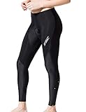 XGC Damen Lange Radlerhose Fahrradhose Radhose Radsportshorts für Frauen Elastische Atmungsaktive 4D Schwamm Sitzpolster mit Einer Hohen Dichte (Black, L)