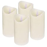 ToCi LED Kerzen Set Creme mit 4 flammenlosen Echtwachs-Kerzen mit beweglicher Flamme und Timer (Creme - Ø 7,5 x 15 cm)