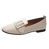 Mode Damen Freizeitschuhe Atmungsaktive Slip On Outdoor Freizeitschuhe,Elegant Pumps Leder Komfort Wedges Pumps Ballerinas mit Keilabsatz Petty Ballerinas Schuhe Runder Zeh Eay