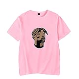 LIZCX Tupac Bedruckte T-Shirt Rap Hiphop Stil 2Pac Kurzärmelige Sommer Herren Und Damen Lässige Plus Size Bluse (XXS-4XL)