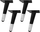 XKUN Möbelbeine, abgeschrägte konische Möbelbeine, Erhöhungstischbeine, Zubehör, Ersatzbeine für Sofas, Schränke, Schwarz und Silber, 4 Stück (10 cm)