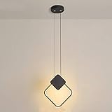 Temgin Pendelleuchte Platz Schwarz Viereck Pendellampe LED Höhenverstellbare Aluminium Hängelampe Modern für Esszimmer Küche Flur S