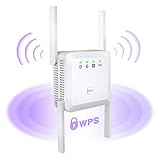 WLAN Verstärker Repeater für zu Hause, 1200Mbps WLAN Verstärker Repeater, Deckt bis zu 250 m² und 30 Geräte ab, mit WPS-Funktion/Ethernet Port/4 Antennen, Funktioniert mit Allen WLAN-Routern, Weiß