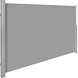 TecTake Seitenmarkise Sonnenschutz Sichtschutz Windschutz | Gehäuse und Standpfosten komplett aus Aluminium | - Diverse Farben und Größen - (Grau | 160x300cm | Nr. 401524)