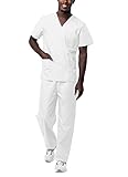 Sivvan Unisex Pflegebekleidung V-Ausschnitt Top/Hose mit Kordelzug - S8400 - White - M