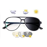 JUNZ Photochrom Pilot Lesebrille Pro Herren und Damen,Vintage Groß Blendschutz Sonnenbrille,+1,0-+3,0