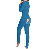 Einteiler Damen Jumpsuits Sexy, Schlafanzug Erwachsene Onesie Kariert Drucken Overall für Damen Kuschelig Jumpsuit Pyjama Butt Button Back Flap Weihnachten Overall Hausanzug Schlafanzug Mit Po Klapp