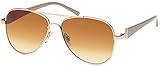 styleBREAKER Damen Pilotenbrille mit getönten Gläsern, Sonnenbrille mit lackierten Bügeln und Strassstein 09020053, Farbe:Gestell Gold-Braun / Glas B