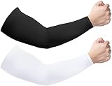 Ruiuzioong Armwärmer Sleeves Ärmlinge Arm Ärmel rutschfest UV Sonnenschutz Armstulpen für Damen Herren Radsport Wandern Laufen Golf Basketball Fahren im Freien Sport (Weiß- Schwarz)