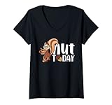 Damen Lustiges Wortspiel nut Today Eichhörnchen Nüsse Menschen T-Shirt mit V