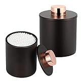 Luxspire Runder Wattestäbchenhalter, 2 Stück Metall Wattepadspender mit Deckel Q Tips Behälter Ohrstäbchenhalter Aufbewahrungsbox für Wattestäbchen Wattebäusche Makeup-Pinsel Schwämme, B