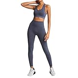 Lulupi Sport Anzug Damen Trainingsanzug BH + Leggings Set für Yoga Tanzen Fitness Gym Racerback Sportanzug Sport Bekleidung