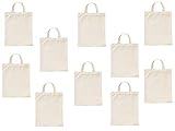 10 Stück 22 x 26 cm Baumwolltasche klein – Jutebeutel – Natur Apothekertasche, Tragetasche, Beutel, Geschenktasche OEKO-TEX® geprüft Stofftasche unbedruckt, für Medikamente zum Bemalen und Bedruck