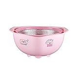 GAOTTINGSD Abtropfkorb Geschirr Ablassen Lagerkorb, Drehbares 2-in-1-Sieb-Sieb, Geschenk-Küchenbedarf, Für Pasta-Reis-Spaghetti-Nudeln (Color : Pink, Size : 29CM)