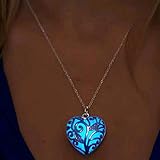 Handcess Halloween Leuchtende Halsketten Heart Glow Anhänger Halsketten Silberne Leuchtende Halsketten Schmuck für Frauen und Mädchen (Blau)