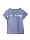 Vertbaudet Sport-T-Shirt für Mädchen, mit schillernden Streifen, Porzellanblau, 8 J