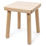 HolzFee Kinderhocker Kinderstuhl Hocker Holz Massive Qualität 25 x 25 x 30 cm Buche lack