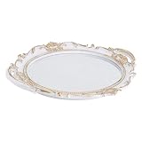 Cabilock Vintage Make- Up Schmuck Organizer Gespiegelt Glas Tablett Metall Eitelkeit Tablett Verzierten Prisma Tablett Parfüm Kosmetik Gericht Platte für Schreibtisch Tabletop D