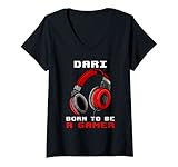 Damen Dari - Born To Be A Gamer - Personalisiert T-Shirt mit V