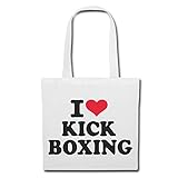 Tasche Umhängetasche I Love Kick Boxing - Kickboxen - MMA - Kampfsport - KAMPFSPORTUNTERRICHT Einkaufstasche Schulbeutel Turnbeutel in Weiß