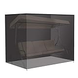 Hollywoodschaukel Schutzhülle 3 Sitzer 220 x 125 x 170 cm 420D Schaukelabdeckung Winddicht Wasserdicht UV-Beständig Abdeckhaube mit 2 Reißverschlüssen Schwarz für Gartenschaukel Gartenmöb