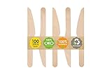 JSM Einwegbesteck aus Holz - 100 Messer aus glattem Birkenholz Biologisch abbaubar und umw