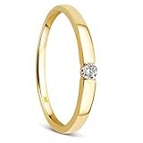 Orovi Damen Diamant Ring Gelbgold, Verlobungsring 8 Karat (333) Gold und Diamant Brillanten 0.05 Ct, Solitärring