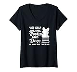 Damen Einmaliges Mädchen, das Bücher und Haustiere sehr liebt T-Shirt mit V