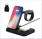 Wireless Charger 3 in 1 Wireless Charger Schnellladestation für iPhone13/13Pro/13ProMax/12/11/XR/8/8Plus,Galaxy S20/S10 SiWatch SE/6/5/4/3,Kopfhörer 3/2/Pro, Qi-kompatibles Android-T