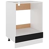 vidaXL Herdumbauschrank Küchenschrank Ofenschrank Backofenschrank Herdschrank Küchenzeile Küchenmöbel Backofen Schwarz 60x46x81,5cm Spanp