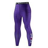 Xmiral Herren Sport Und Fitness Trainings Strumpfhosen Hohe Elastizität, Schnelltrocknend Und Schweißtreibend Leggings Und Hosen (09 Lila, XL)