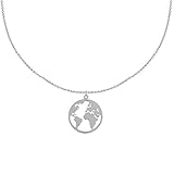 Schmuck Les Poulettes - Sterling Silber Halskette und Weltkarte Anhänger - grobe 42