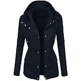 Dantazz Damen Lederjacke mit Kapuze Kurze Wasserdicht Outdoorjacke Leicht Winterjacke Winddichte Softshelljacke Einfarbig Übergangsjacke Mode Sportjacke Motorradjacke Lederblusen (Dunkelblau, M)
